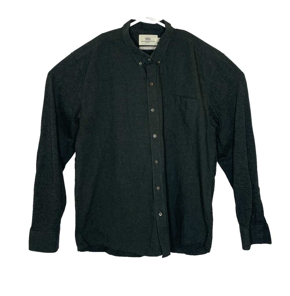 Men's XXL WRK The Reworked Shirt Gray Button Down Cotton Shirt